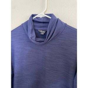 Eddie Bauer Womens Small Blue Long Sleeve Cowl Neck Pullover Top Shirt